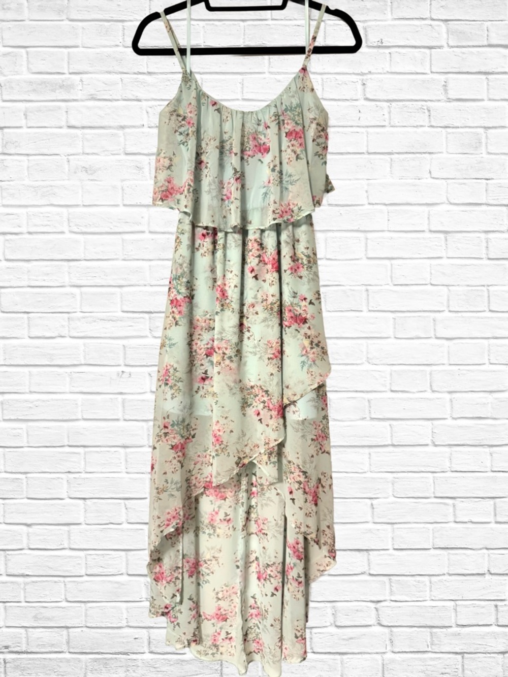 Disney Cinderella Light Blue Floral High-Low Maxi Chiffon Dress - Size: S